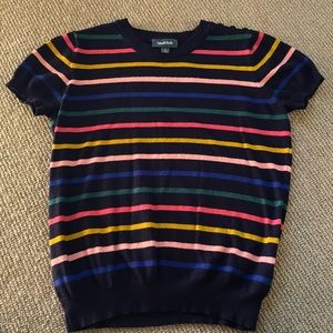 Cute modcloth size large sweater, striped with navy base